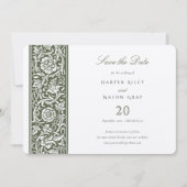 Sage Green Cream William Morris Save the Date Einladung (Vorderseite)