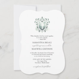 Sage Green Crest Hochzeits Einladungen Christlich