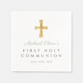 Sage Green Cross Boy Erste Heilige Kommune Serviette (Vorderseite)