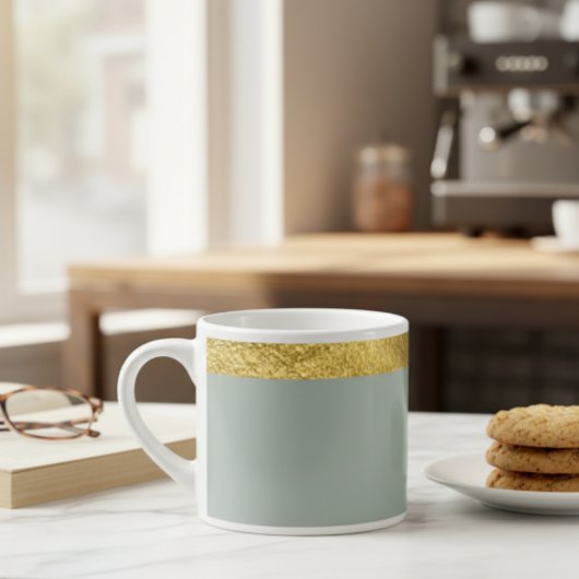 Sage green cup / Cup with golden edge Espressotasse