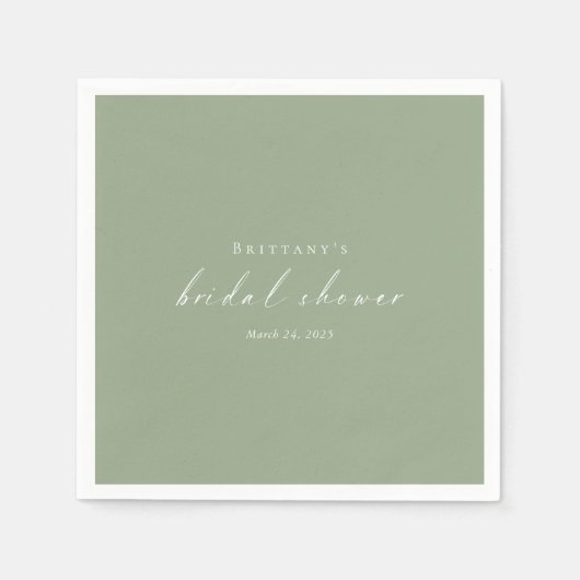 Sage Green Custom Brautparty Napkins Serviette (Vorderseite)