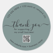 Sage Green Custom Danke Stickers mit QR Code (Vorderseite)