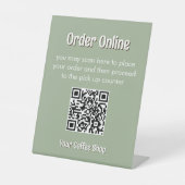Sage Green Custom Modern Text Order QR Code Sign Sockelschild (Vorderseite)