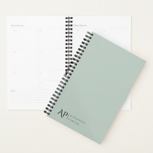 Sage Green Custom Monogram 2025 Planer (Anzeige)