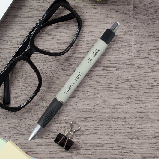 Sage green custom monogram name Vielen Dank Kugelschreiber