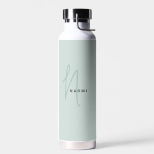 Sage Green Custom Monogram Script Name Stylish Trinkflasche