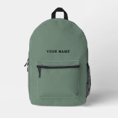 Sage Green Custom Name Backpack Bedruckter Rucksack (Vorderseite)
