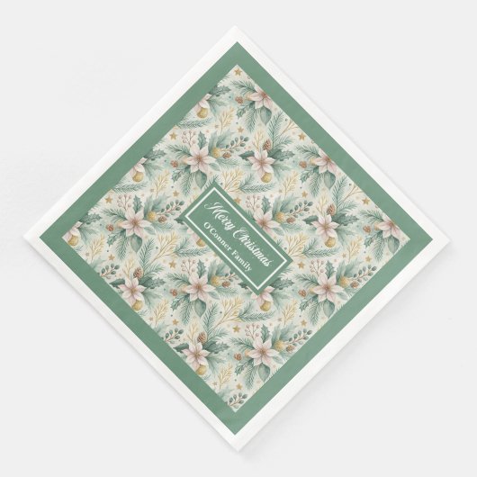 Sage Green Custom Napkins Personalisierter Urlaub Serviette (Ecke)
