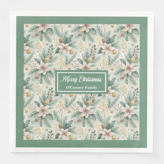 Sage Green Custom Napkins Personalisierter Urlaub Serviette (Vorderseite)