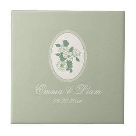 Sage Green Custom Wedding Ceramic Tile Fliese
