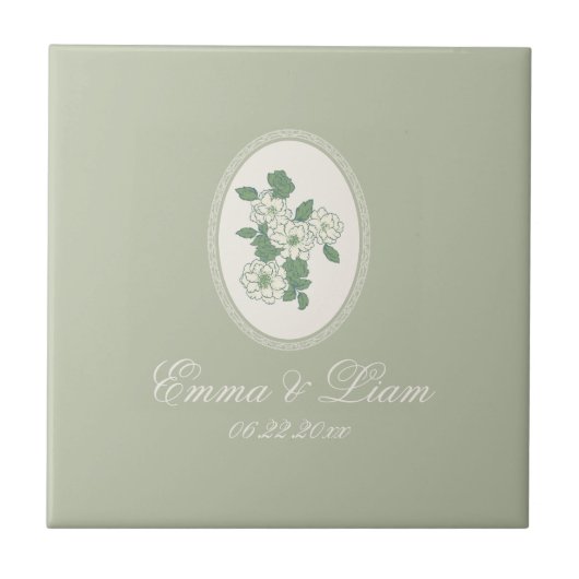 Sage Green Custom Wedding Ceramic Tile Fliese (Vorderseite)