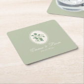 Sage Green Custom Wedding Paper Coasters Rechteckiger Pappuntersetzer (angewinkelt)