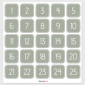 Sage Green Customizable Square Number Stickers  Aufkleber (Blatt)