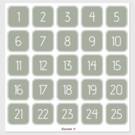 Sage Green Customizable Square Number Stickers  Aufkleber