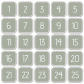 Sage Green Customizable Square Number Stickers  Aufkleber (Vorderseite)