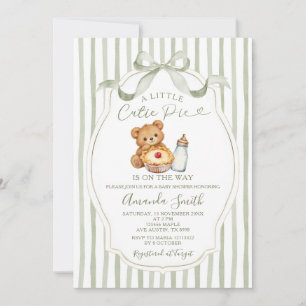 Sage Green Cutie Pie Bär Baby Shower Einladung