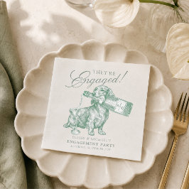 Sage Green Dachshund Champagner Verlobung Serviette
