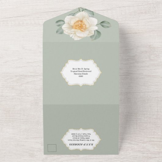 Sage green daffodil Frühjahr Blume Hochzeit All In One Einladung (Außenbereich)