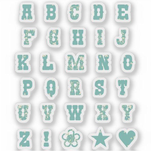 Sage Green Dainty Floral Monogram Alphabet Letters Aufkleber (Vorderseite)