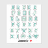Sage Green Dainty Floral Monogram Alphabet Letters Aufkleber (Blatt)