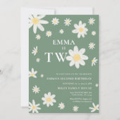 Sage Green Daisy 2. Geburtstag 2 Einladung (Vorderseite)