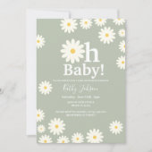 Sage Green Daisy Bohemisch Girl Baby Dusche Einladung (Vorderseite)