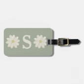 Sage Green Daisy Mit Monogramm Gepäckmarke Gepäckanhänger (Vorderseite horizontal)
