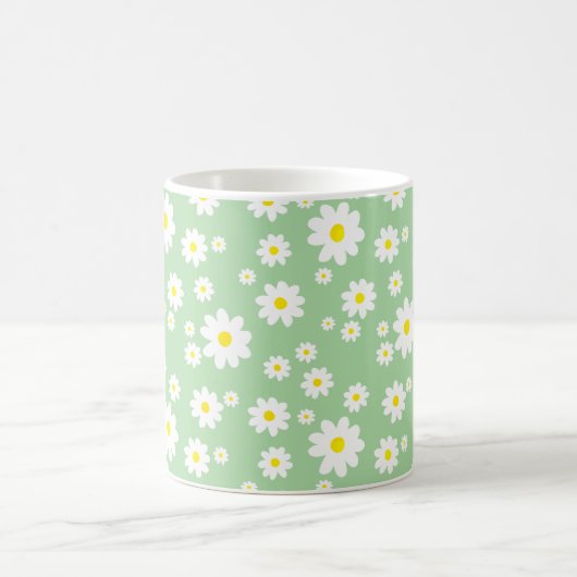 Sage Green Daisy Pattern Spring Coffee Tasse (Mittel)