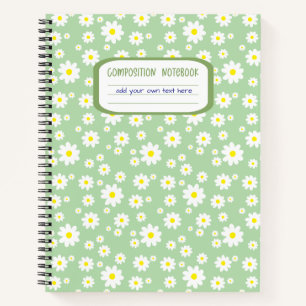 Sage Green Daisy Print Composition Notizblock