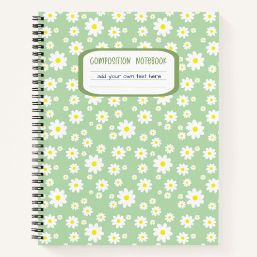 Sage Green Daisy Print Composition Notizblock (Vorderseite)