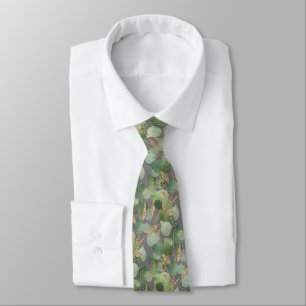 SAGE GREEN DARK GRAY BOTANICAL MENS KRAWATTE