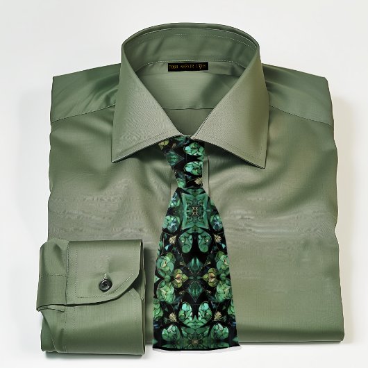 Sage Green, Dark Green & Black Krawatte