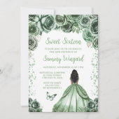Sage Green Dark Skin Princess 16 . Geburtstag Einladung (Vorderseite)