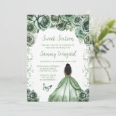 Sage Green Dark Skin Princess 16 . Geburtstag Einladung (Stehend Vorderseite)