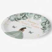 Sage Green Dark Skin Princess 16 . Geburtstag Pappteller (Schrägansicht)