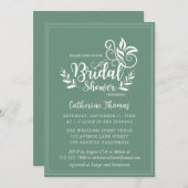 Sage Green Decorative Wedding Calligraphy Einladung (Vorne/Hinten)