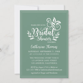 Sage Green Decorative Wedding Calligraphy Einladung