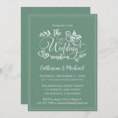 Sage Green Decorative Wedding Calligraphy Einladung (Vorne/Hinten)
