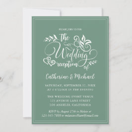 Sage Green Decorative Wedding Calligraphy Einladung