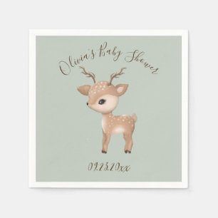 Sage Green Deer Baby Dusche Napkins Serviette