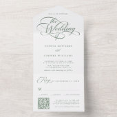 Sage Green Delicate Elegante Script Hochzeit All In One Einladung (Innen Boden)
