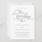Sage Green Delicate Elegante Script Hochzeit Einladung (Vorderseite)