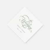 Sage Green Delicate Elegante Script Hochzeit Serviette (Ecke)