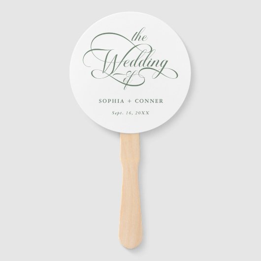 Sage Green Delicate Elegante Wedding Timeline Fächer (Vorderseite)