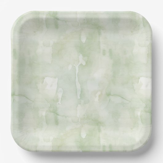 Sage Green Delicate Wasserfarbe Textur Pappteller (Vorderseite)