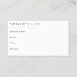 Sage Green Dental Appointment Card One Line Terminkarte