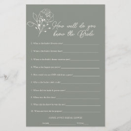 Sage Green, der das Bride Brautparty Game kennt