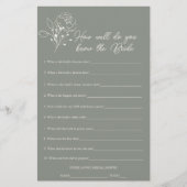 Sage Green, der das Bride Brautparty Game kennt (Vorderseite)