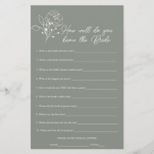 Sage Green, der das Bride Brautparty Game kennt