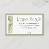 Sage Green Diaper Raffle Card | Baby Shower Insert (Vorderseite)